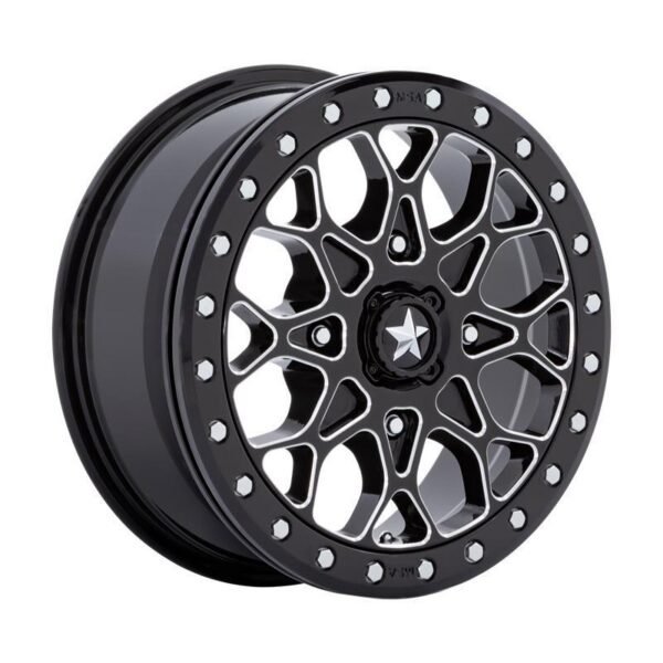 M48 PORTAL BEADLOCK GLOSS BLACK MILLED W/ GB RING 6x15 4/156 ET38 CB115,1 60°