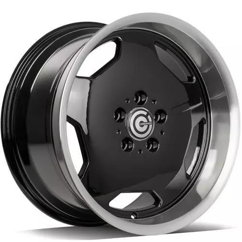 RETRO Black Glossy Lip Polished 9x17 5/112 ET35 CB66,5 60°