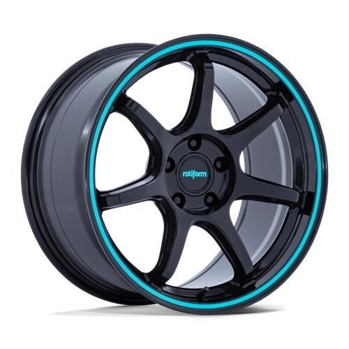 RC208 BPU GLOSS BLACK W/ TEAL STRIPE 9,5x18 5/120 ET38 CB74,1 60°
